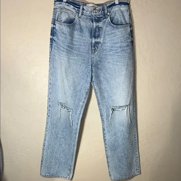 Slverlake London ankle jeans in broken hearts high rise wide leg straight jeans